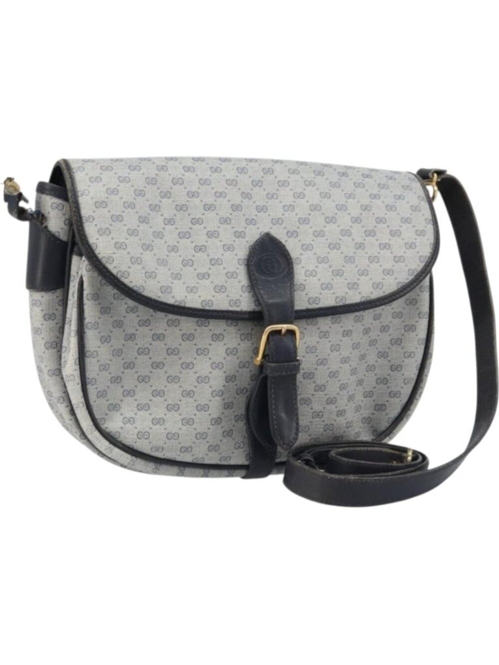 GUCCI Micro GG Supreme Shoulder Bag PVC Navy Gold
